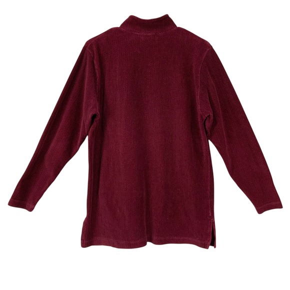 Summit Hill Burgundy Herringbone Quarter Zip Pullover Fleece Tunic Top Women's S - Picture 2 of 4